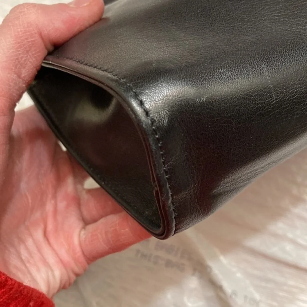 Ghurka black leather vintage cosmetic case